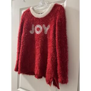 French Laundry Womens S Joy Christmas Fuzzy Crew Sweater Ugly Christmas Sweater